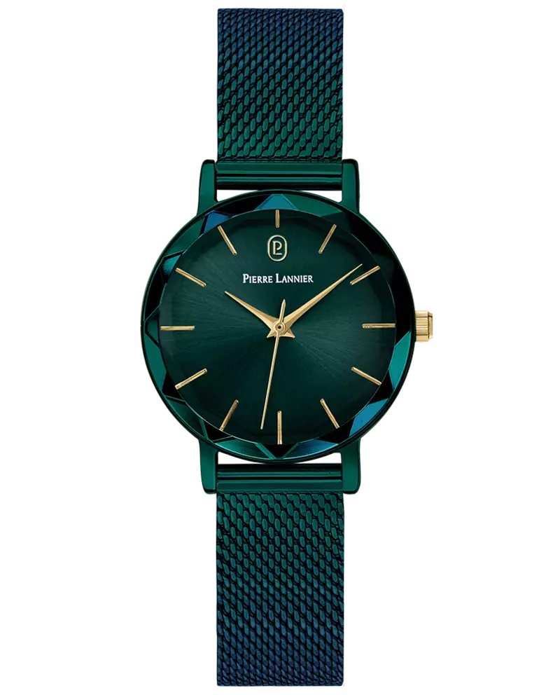 Montre Pierre LANNIER MULTIPLES Acier Vert Maille milanaise Vert