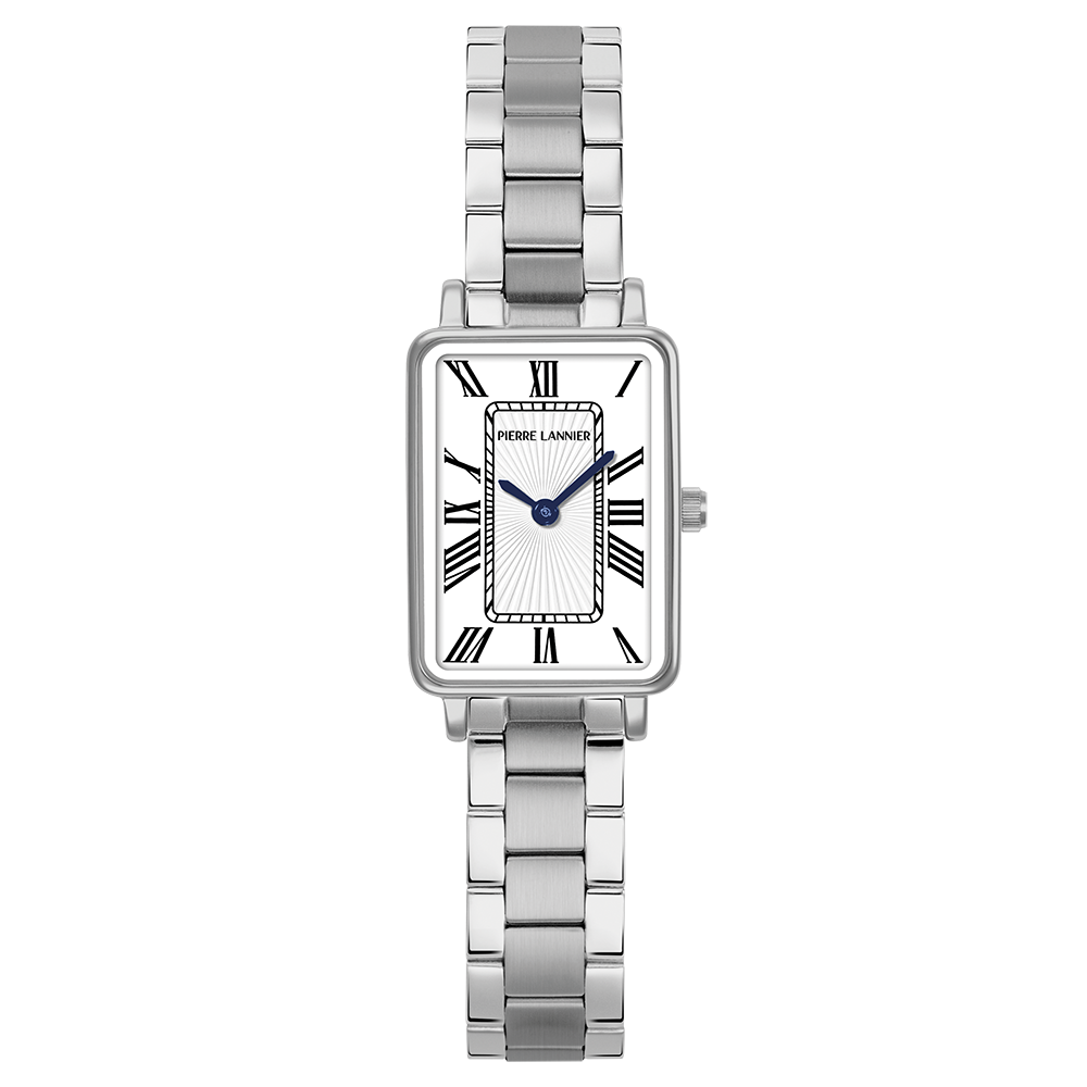 Montre Pierre LANNIER ARIANE Acier Blanc Chiffres Romains