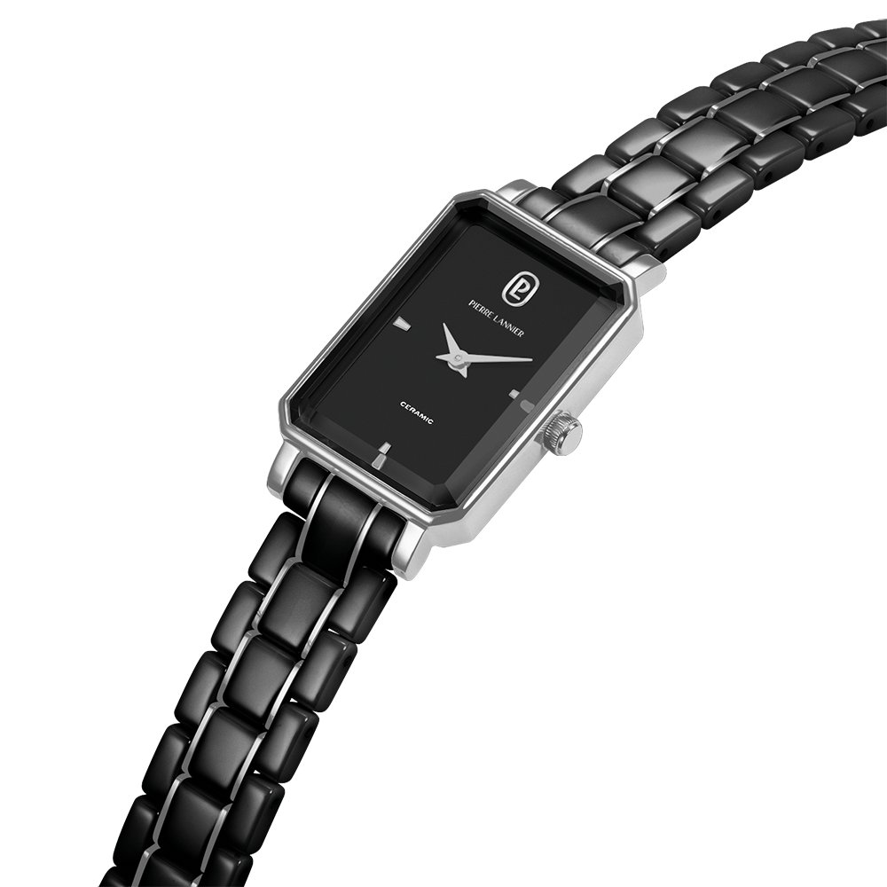 Montre Pierre LANNIER ARIANE Acier Céramique noire