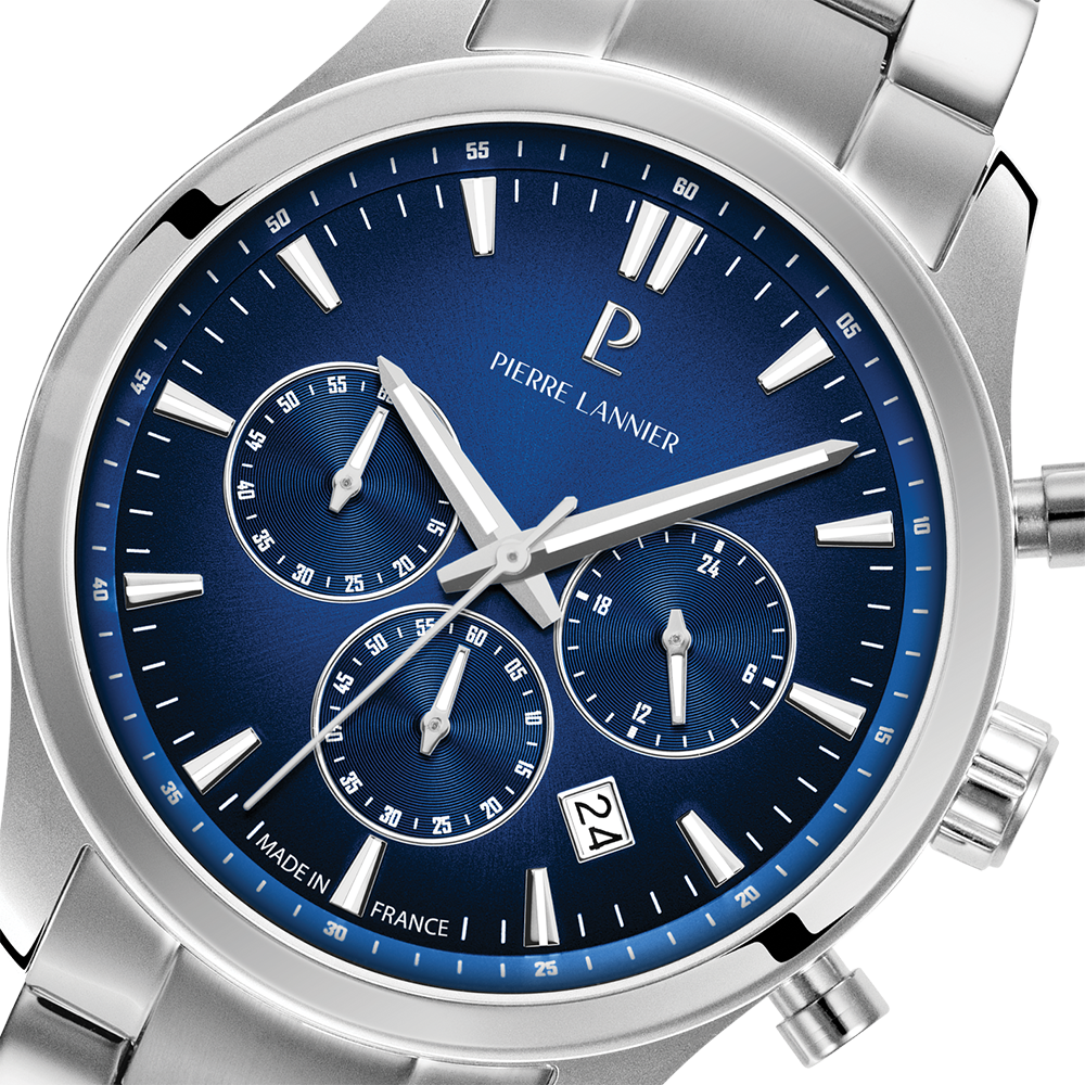 Montre Pierre LANNIER BOULEVARD Multifonction Acier Bleu