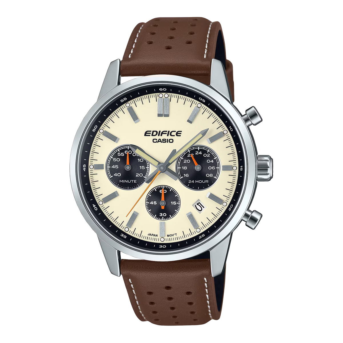 Montre CASIO EDIFICE Chrono Beige Cuir marron EFR-575L-7AEF