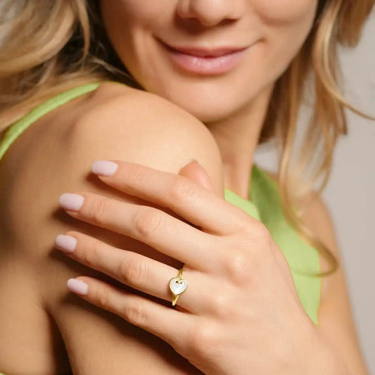 Bague Charles Garnier Coeur cadenas Argent doré Nacre - BIJOUX - AGF170311R-50