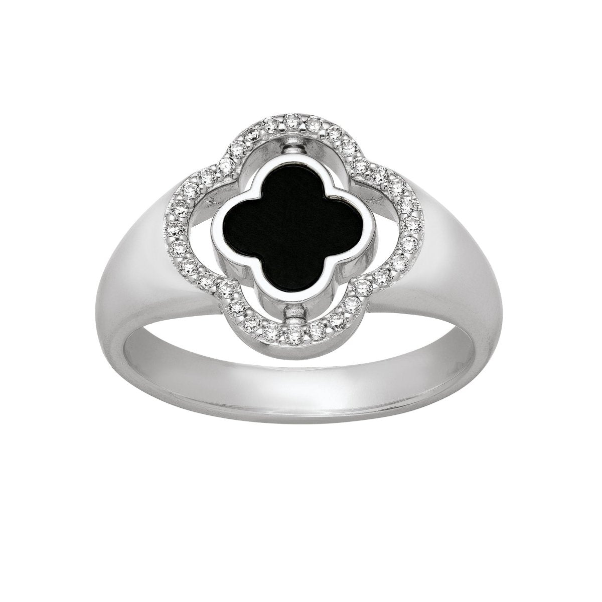 Bague Charles Garnier Légende réversible Argent Nacre et Onyx oxydes - Bijouterie TAMARA