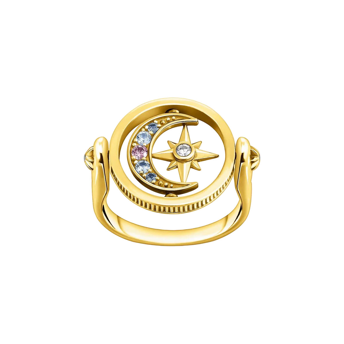 Bague Thomas SABO Royalty Argent Etoile & Lune Or - BIJOUX - TR2377-959-7-56