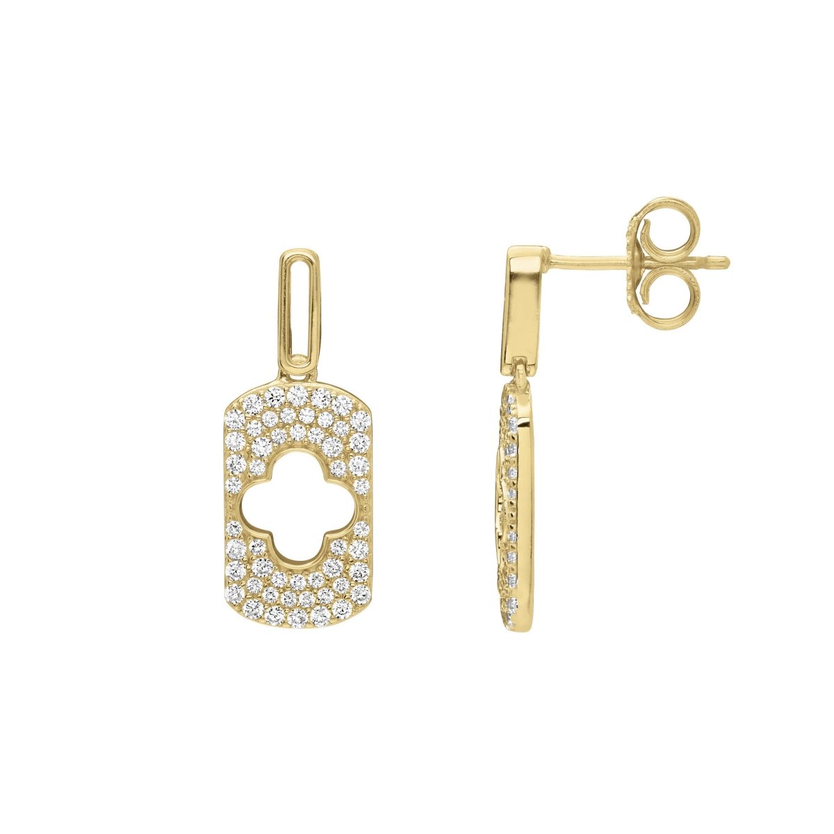 Boucles d’oreilles Charles Garnier Légende Argent doré Trèfle ajouré oxydes - Bijouterie TAMARA