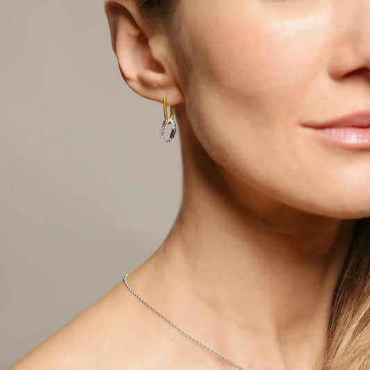 Boucles d’oreilles Charles Garnier Maillons Argent bicolore doré oxydes - BIJOUX - AGF170301E