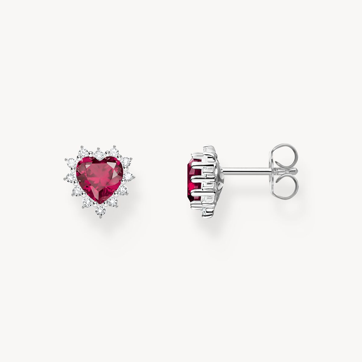 Boucles d'oreilles Thomas SABO Romance Argent Coeur Rubis de synthèse - BIJOUX - H2315-013-10