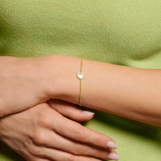 Bracelet Charles Garnier Coeur cadenas Argent doré Nacre - BIJOUX - AGF170312B