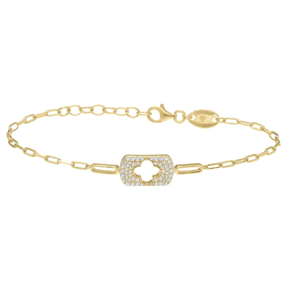 Bracelet Charles Garnier Légende Argent doré Trèfle ajouré oxydes - Bijouterie TAMARA