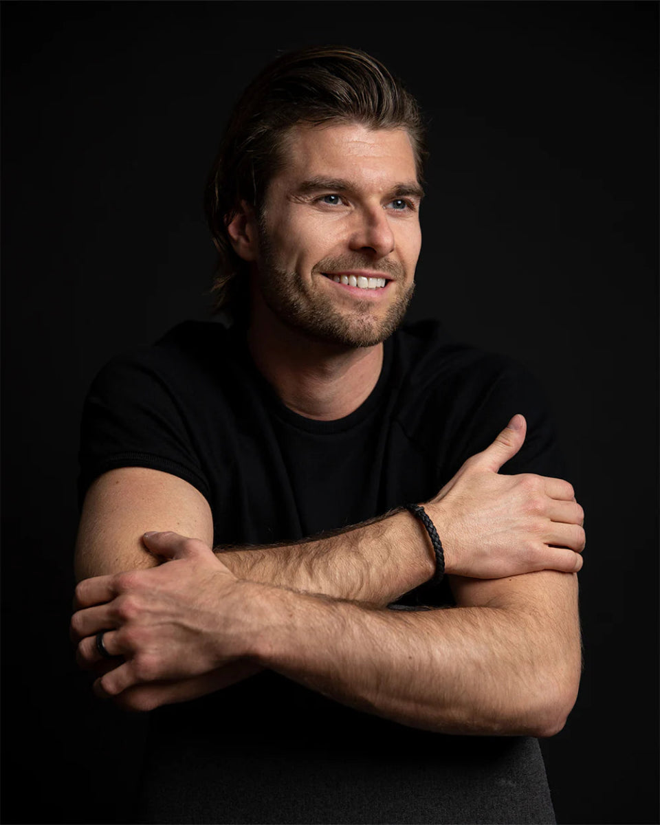 Bracelet Gemini Cuir italien Nappa tressé Noir - Bijouterie TAMARA