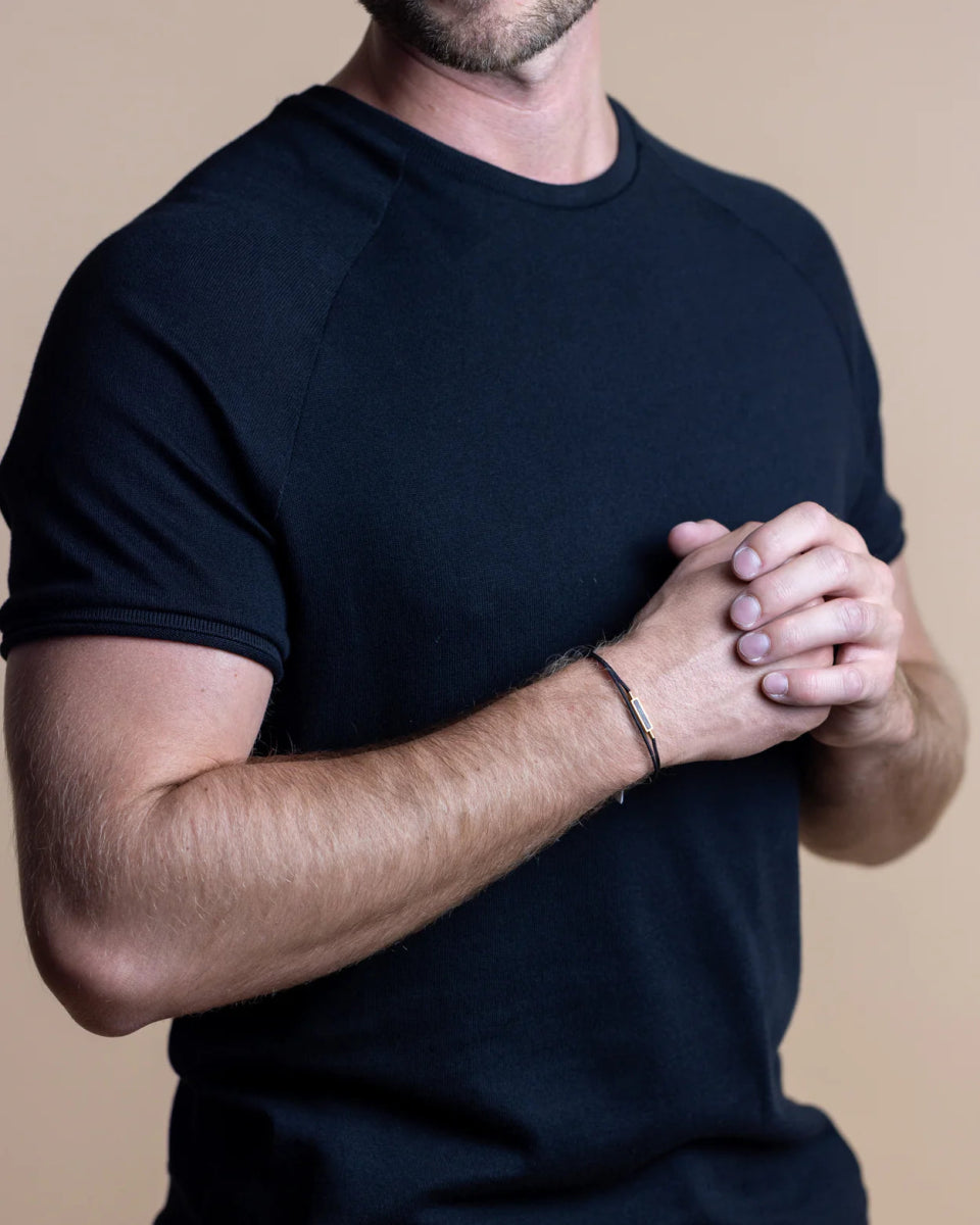 Bracelet Gemini Talis Nylon Noir Elément Titane doré & Carbone forgé - Bijouterie TAMARA