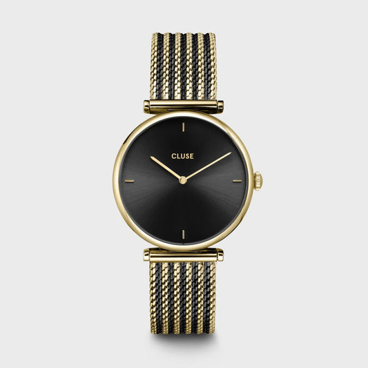 Coffret Montre CLUSE Triomphe Doré Noir Cuir Noir - Cluse - Bijouterie TAMARA