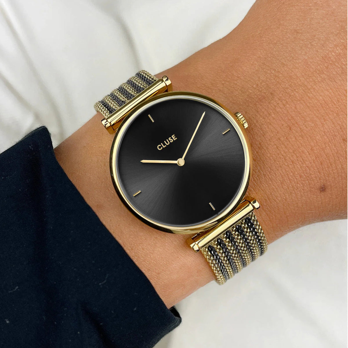 Coffret Montre CLUSE Triomphe Doré Noir Cuir Noir - Cluse - Bijouterie TAMARA