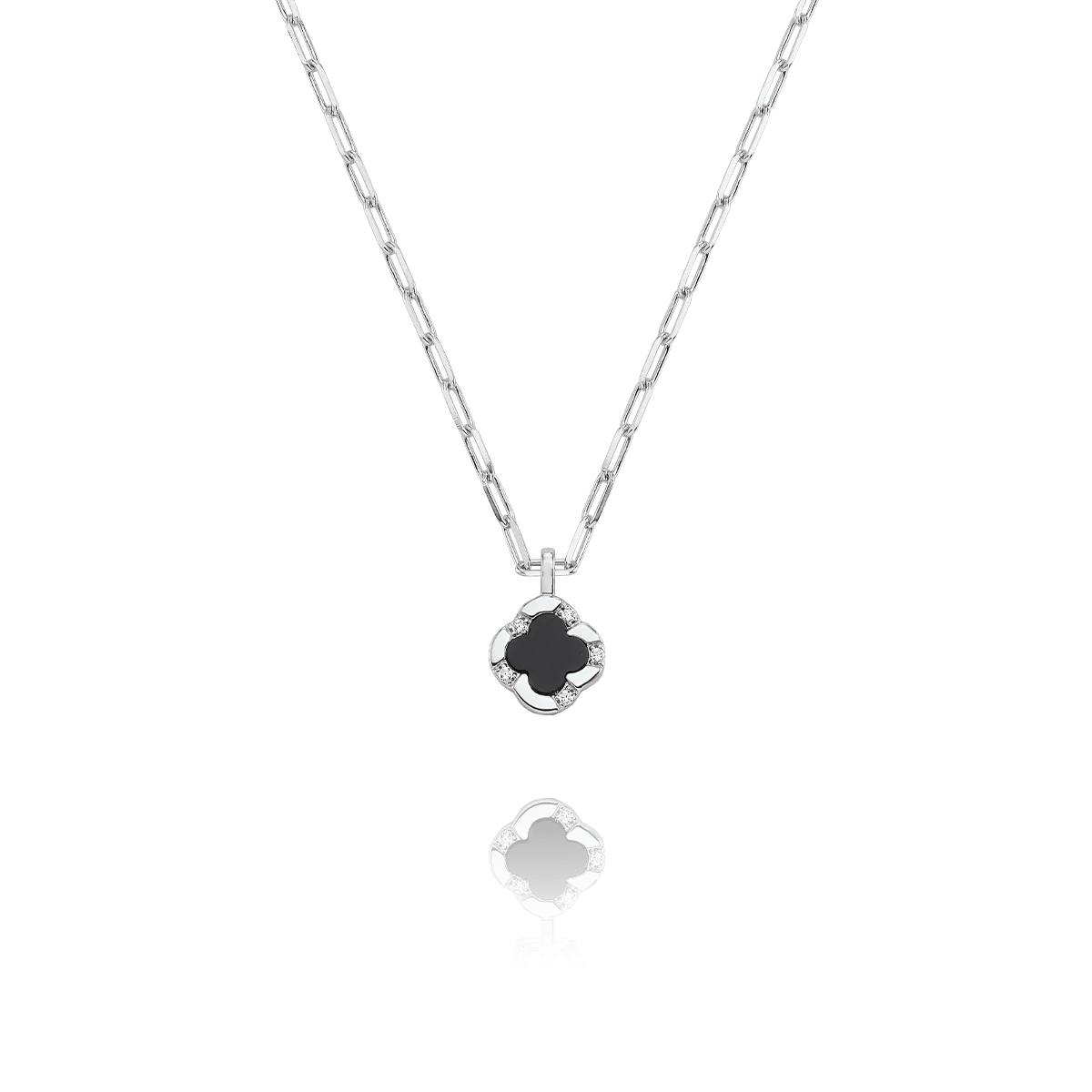 Collier Charles Garnier LÉGENDE petit Trèfle Noir Argent agate - Charles Garnier - Bijouterie TAMARA