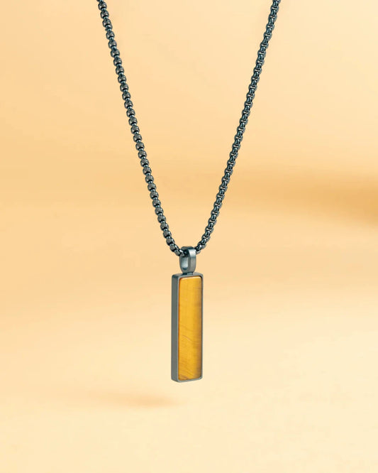 Collier Gemini Galli Acier noir & Œil de Tigre - BIJOUX - NNG5