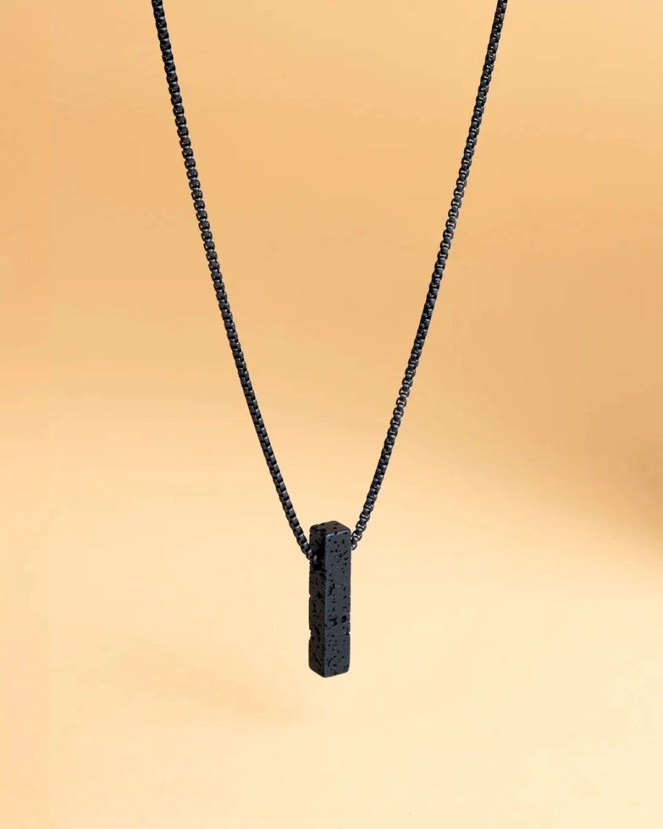 Collier Gemini Tantum Acier noir & Pierre de lave - BIJOUX - NNS5