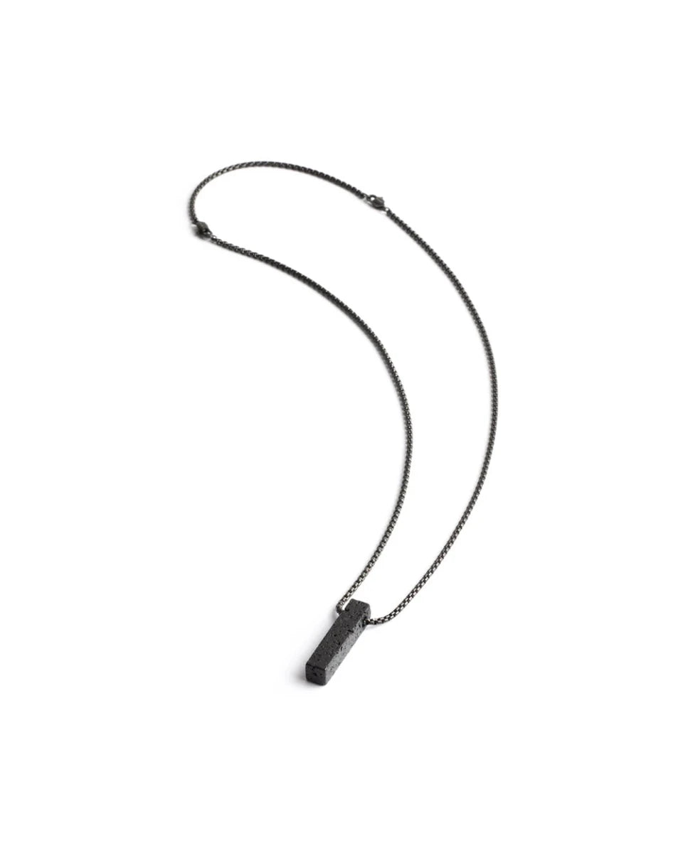 Collier Gemini Tantum Acier noir & Pierre de lave - BIJOUX - NNS5