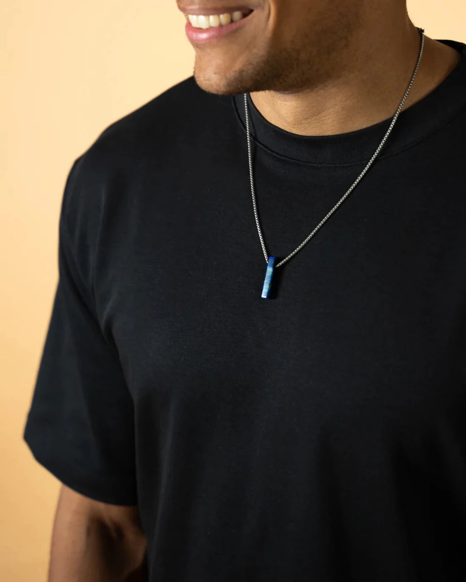 Collier Gemini Tantum Acier & Œil de Tigre bleu - BIJOUX - NNS3