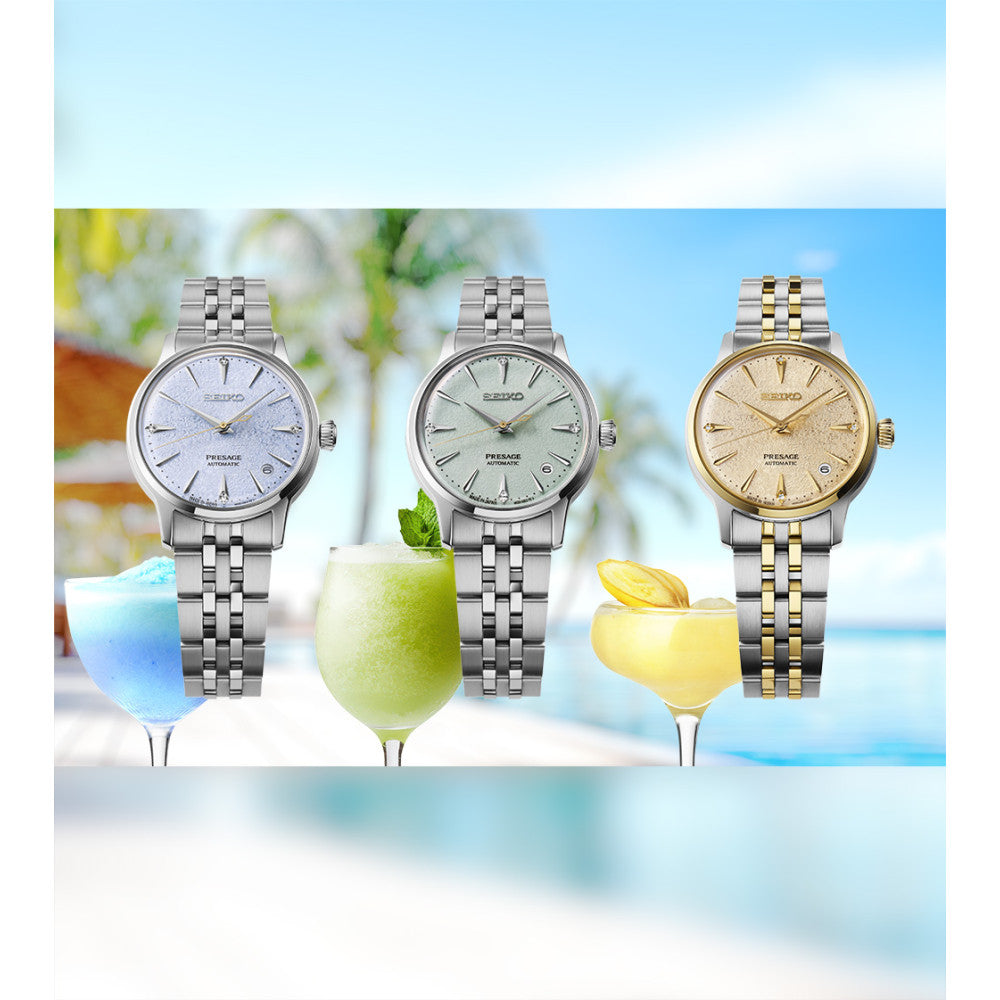Montre SEIKO Presage automatique femme Acier Vert menthe diamants