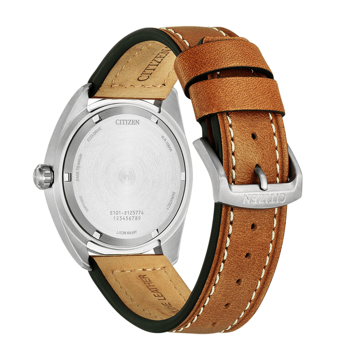 Montre CITIZEN SuperTitanium Military Vert Cuir marron - Citizen - Bijouterie TAMARA