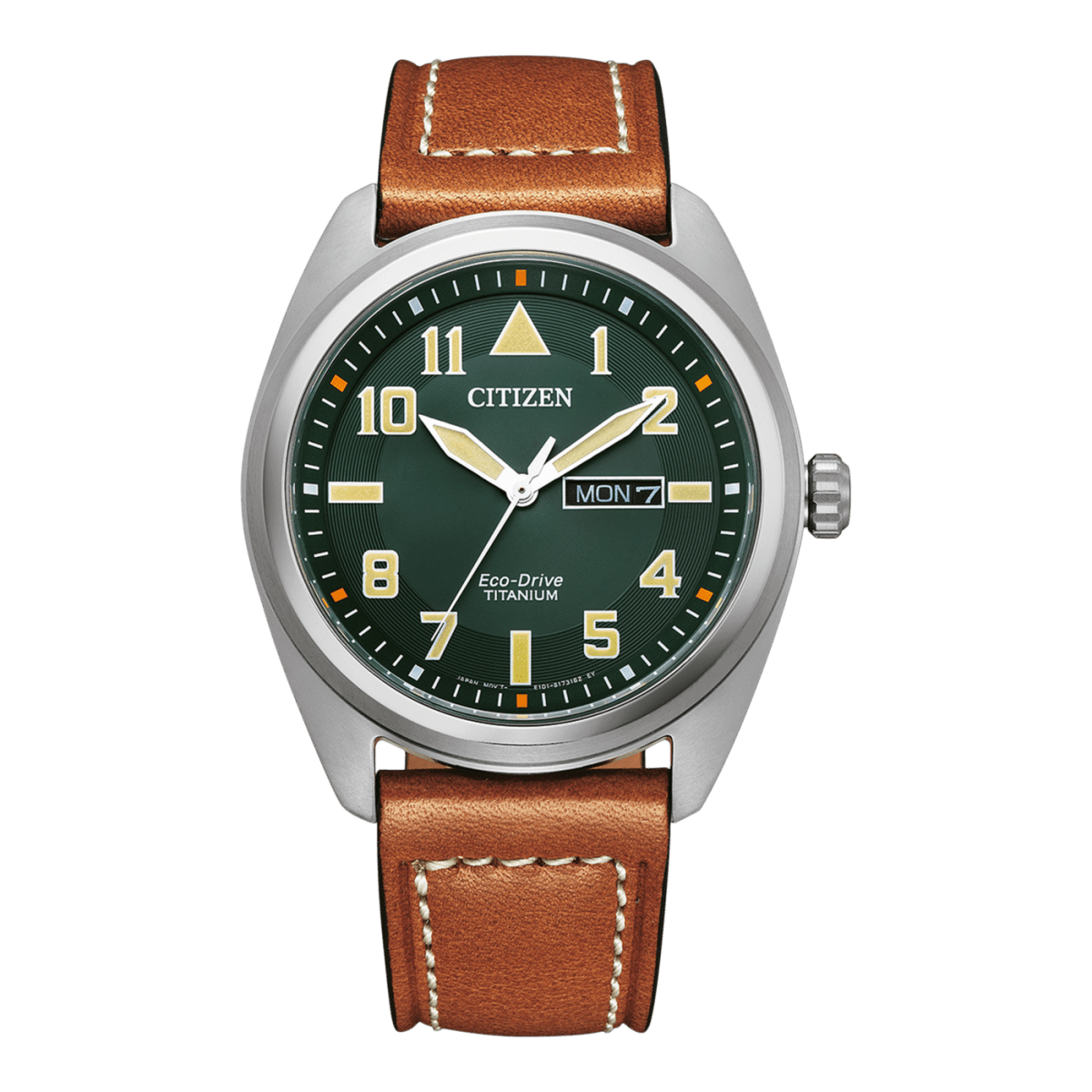 Montre CITIZEN SuperTitanium Military Vert Cuir marron - Citizen - Bijouterie TAMARA