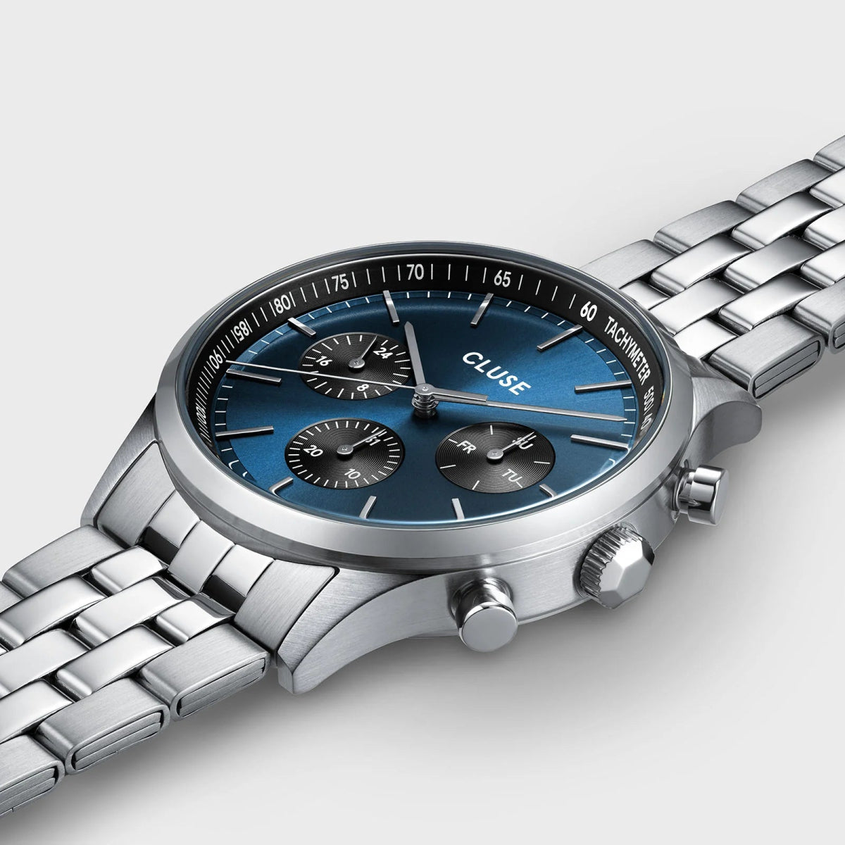 Montre CLUSE Anthéor Multifonction Acier Bleu - Cluse - Bijouterie TAMARA