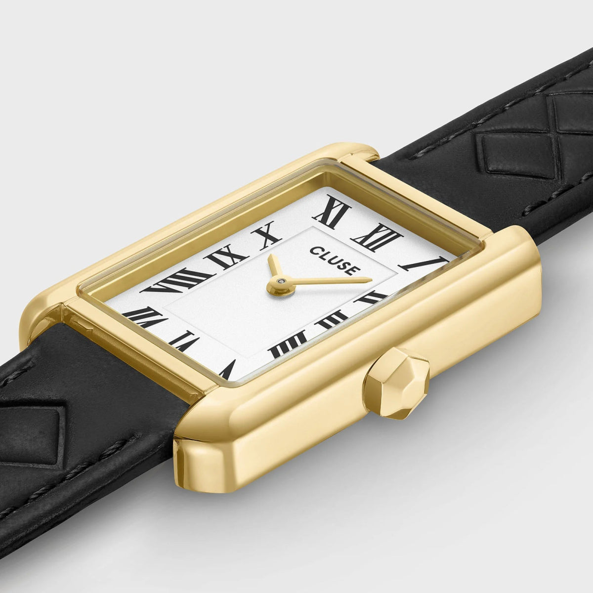 Montre CLUSE Belisenna Dorée Blanc Cuir Noir - Bijouterie TAMARA