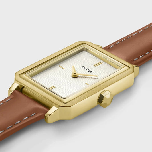 Montre CLUSE Fluette Dorée sable Cuir brun - MONTRES -CW11515