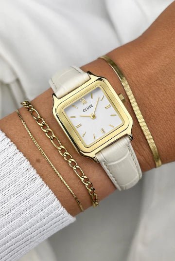 Montre CLUSE Gracieuse Dorée Cuir Blanc - Cluse - Bijouterie TAMARA