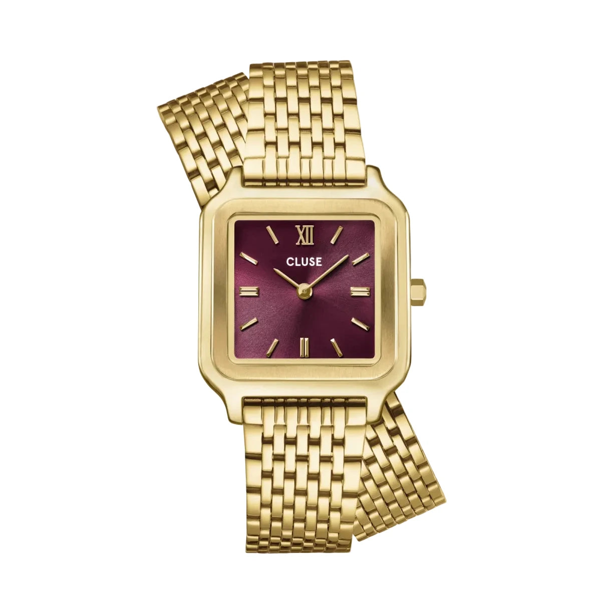 Montre CLUSE Gracieuse dorée Rouge Bordeaux Double - Tour Acier - Bijouterie TAMARA