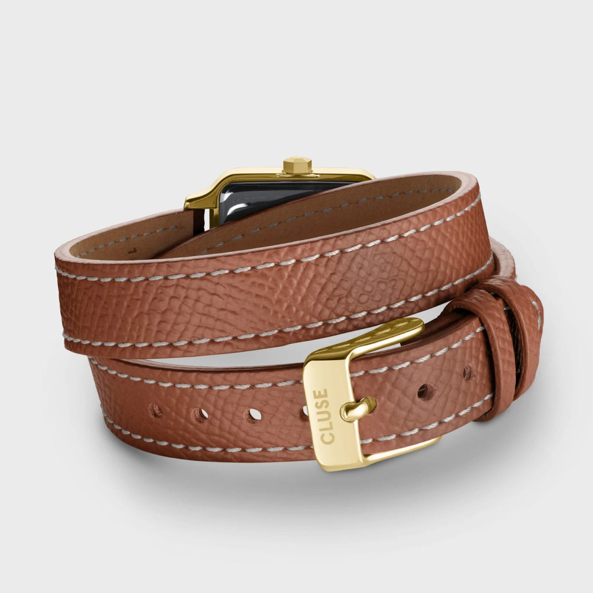 Montre CLUSE Gracieuse Petite dorée brillants Cuir Double - tour marron - Bijouterie TAMARA