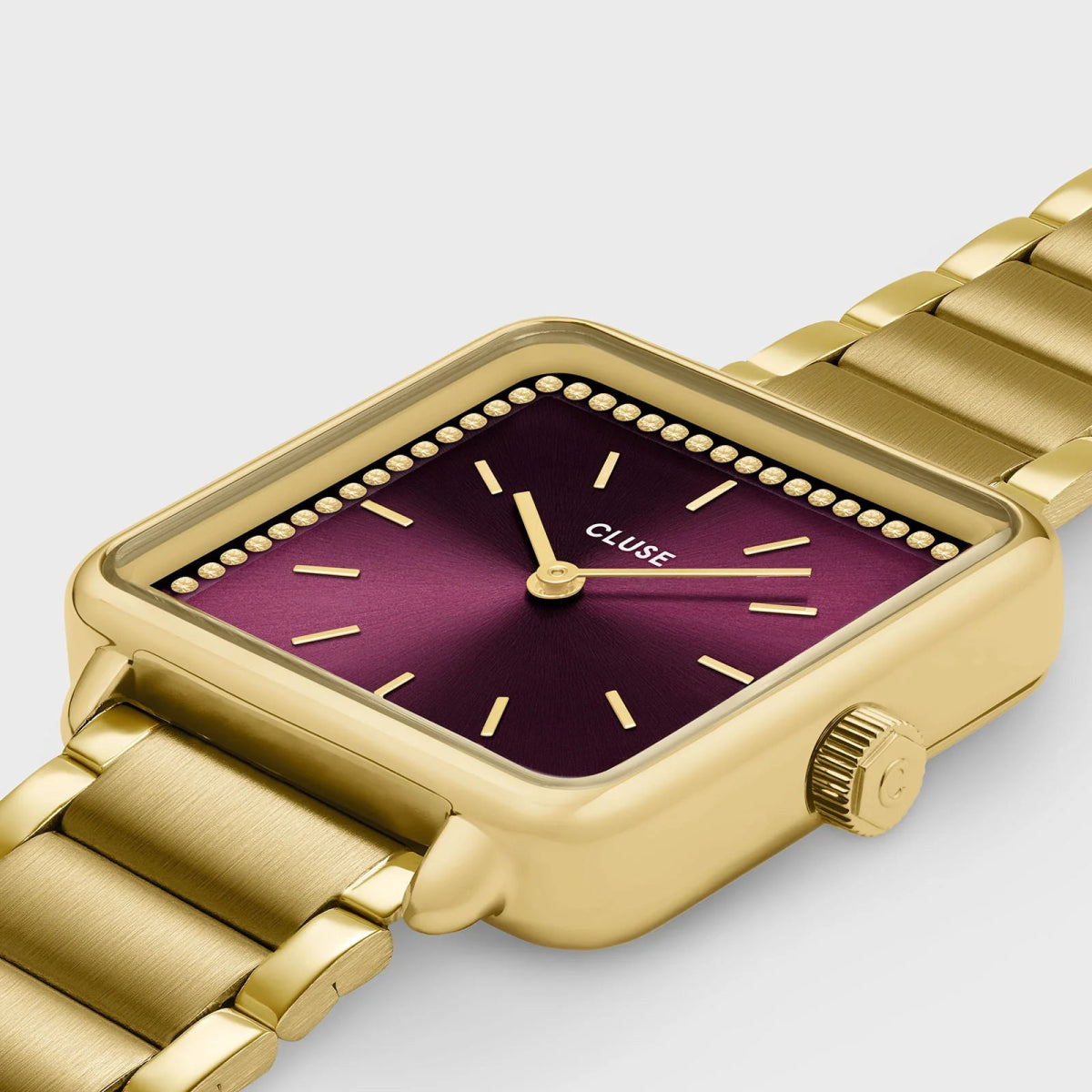Montre CLUSE La Tétragone Dorée Rouge cerise brillants - MONTRES - CW10314