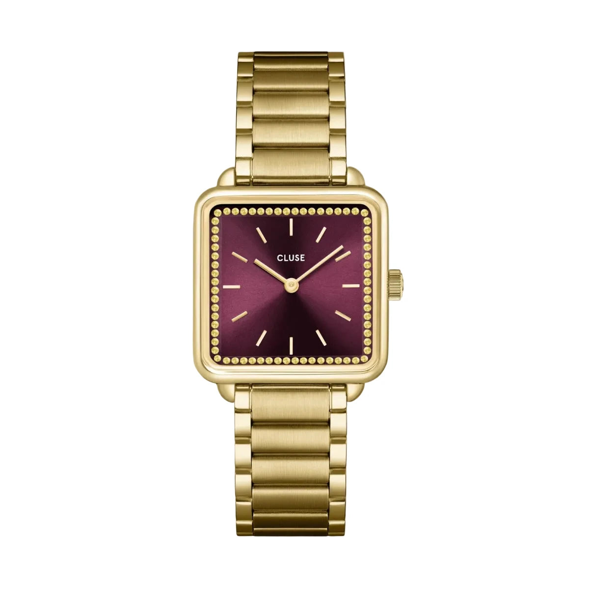 Montre CLUSE La Tétragone Dorée Rouge cerise brillants - MONTRES - CW10314