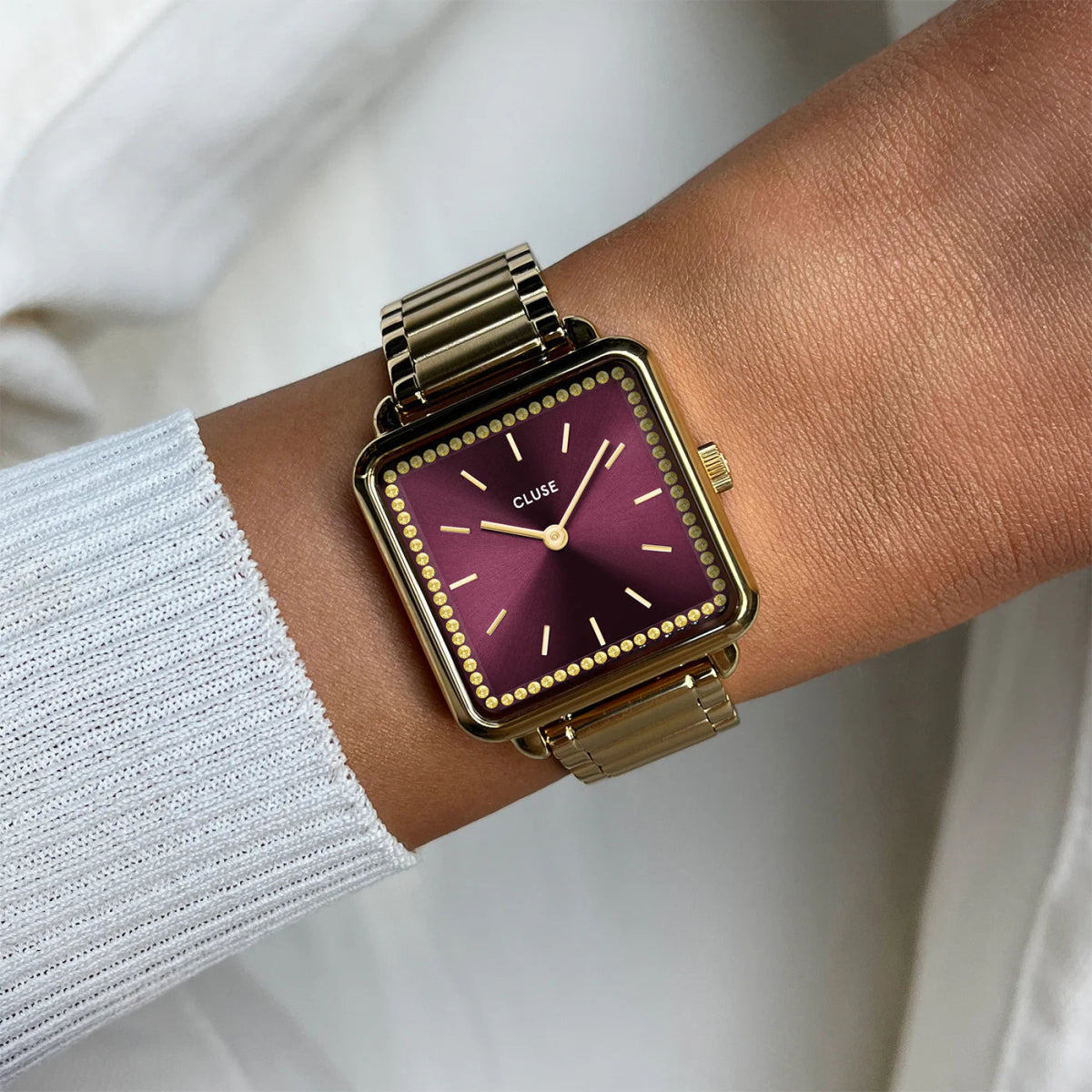 Montre CLUSE La Tétragone Dorée Rouge cerise brillants - MONTRES - CW10314