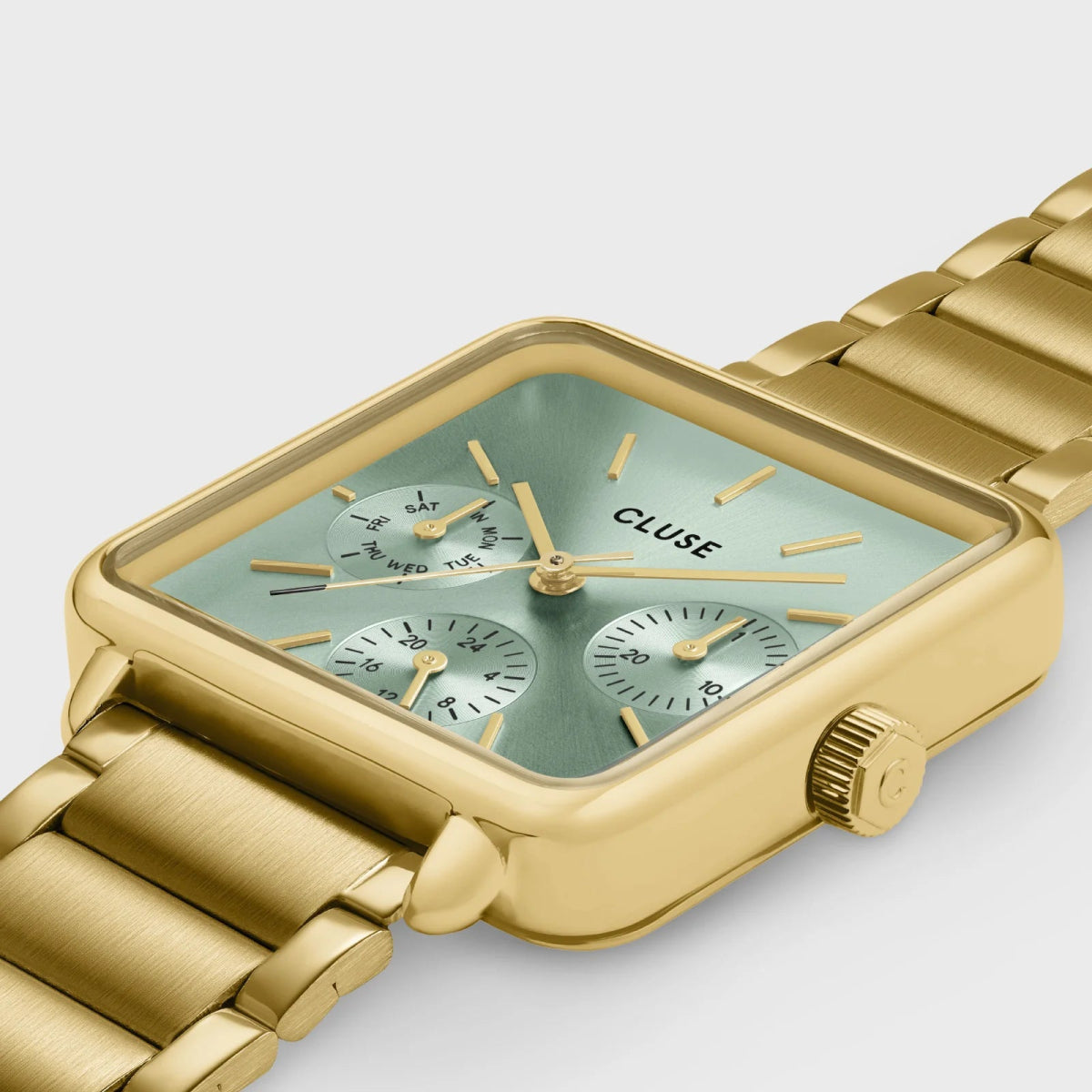 Montre CLUSE La Tétragone Multifonction dorée Vert Sauge - MONTRES - CW13805