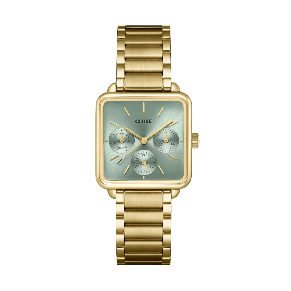 Montre CLUSE La Tétragone Multifonction dorée Vert Sauge - MONTRES - CW13805
