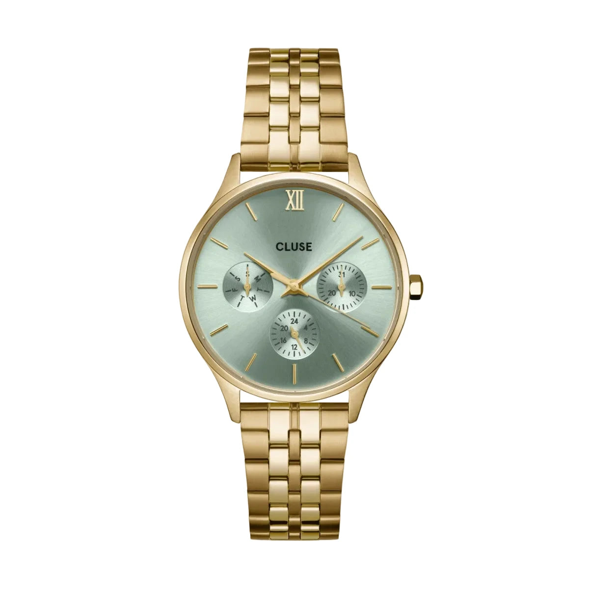 Montre CLUSE Minuit Multifonction dorée Vert Sauge - Cluse - Bijouterie TAMARA