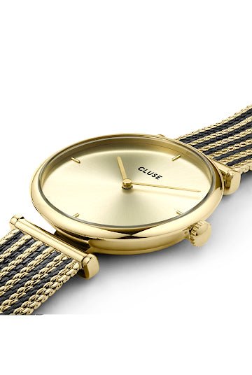 Montre CLUSE Triomphe Mesh Bicolore Noire Dorée - Cluse - Bijouterie TAMARA