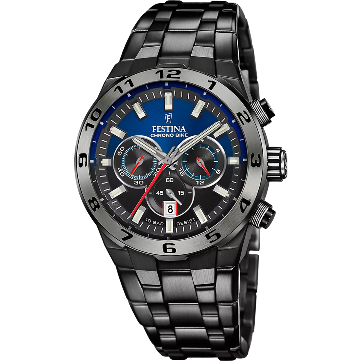 Montre FESTINA Chrono Bike Bleu noir Acier noir - Festina - Bijouterie TAMARA