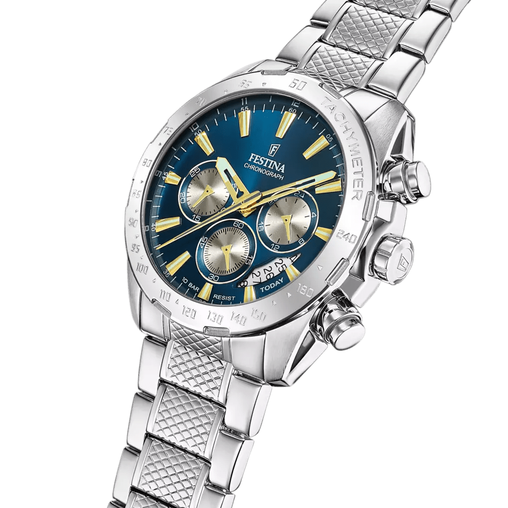 Montre FESTINA Timeless Chrono Bleu acier - Festina - Bijouterie TAMARA