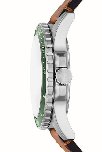 Montre FOSSIL Blue Vert Cuir marron - Fossil - Bijouterie TAMARA