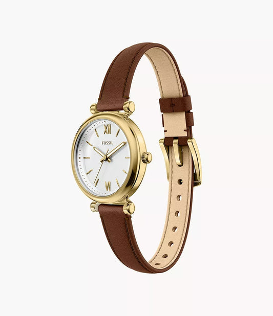 Montre FOSSIL Carlie mini dorée cuir marron - MONTRES -ES5464
