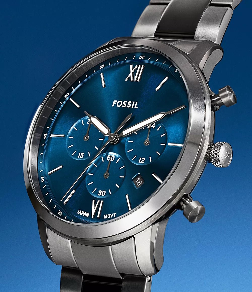 Montre FOSSIL Neutra chronographe Acier Gris Bleu - Bijouterie TAMARA