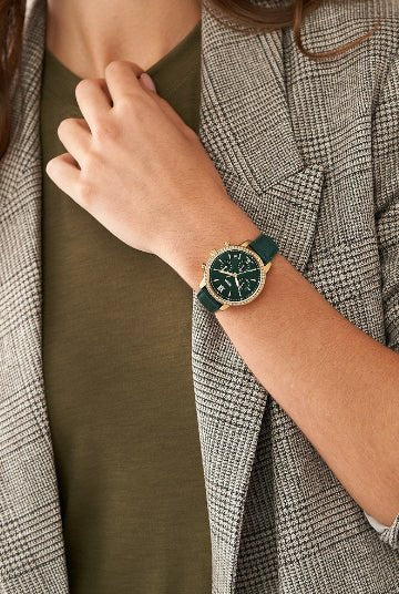 Montre FOSSIL Neutra chronographe cuir vert - Fossil - Bijouterie TAMARA