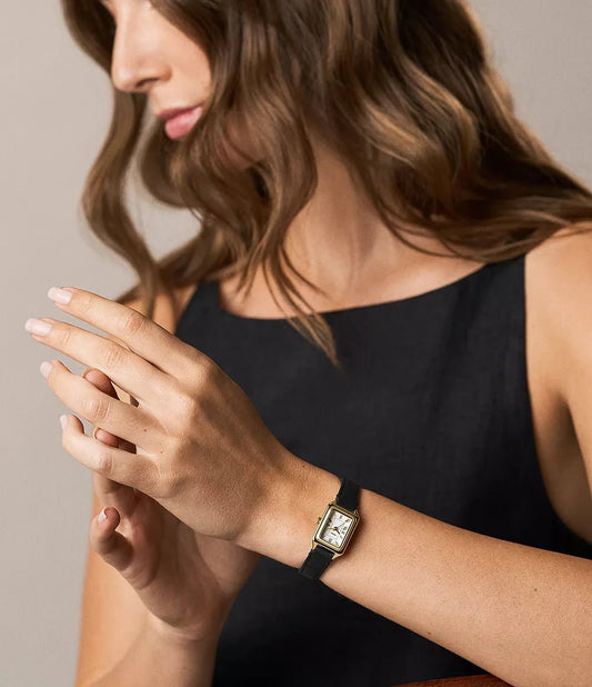 Montre FOSSIL Raquel Mini Dorée Cuir noir - MONTRES - ES5470