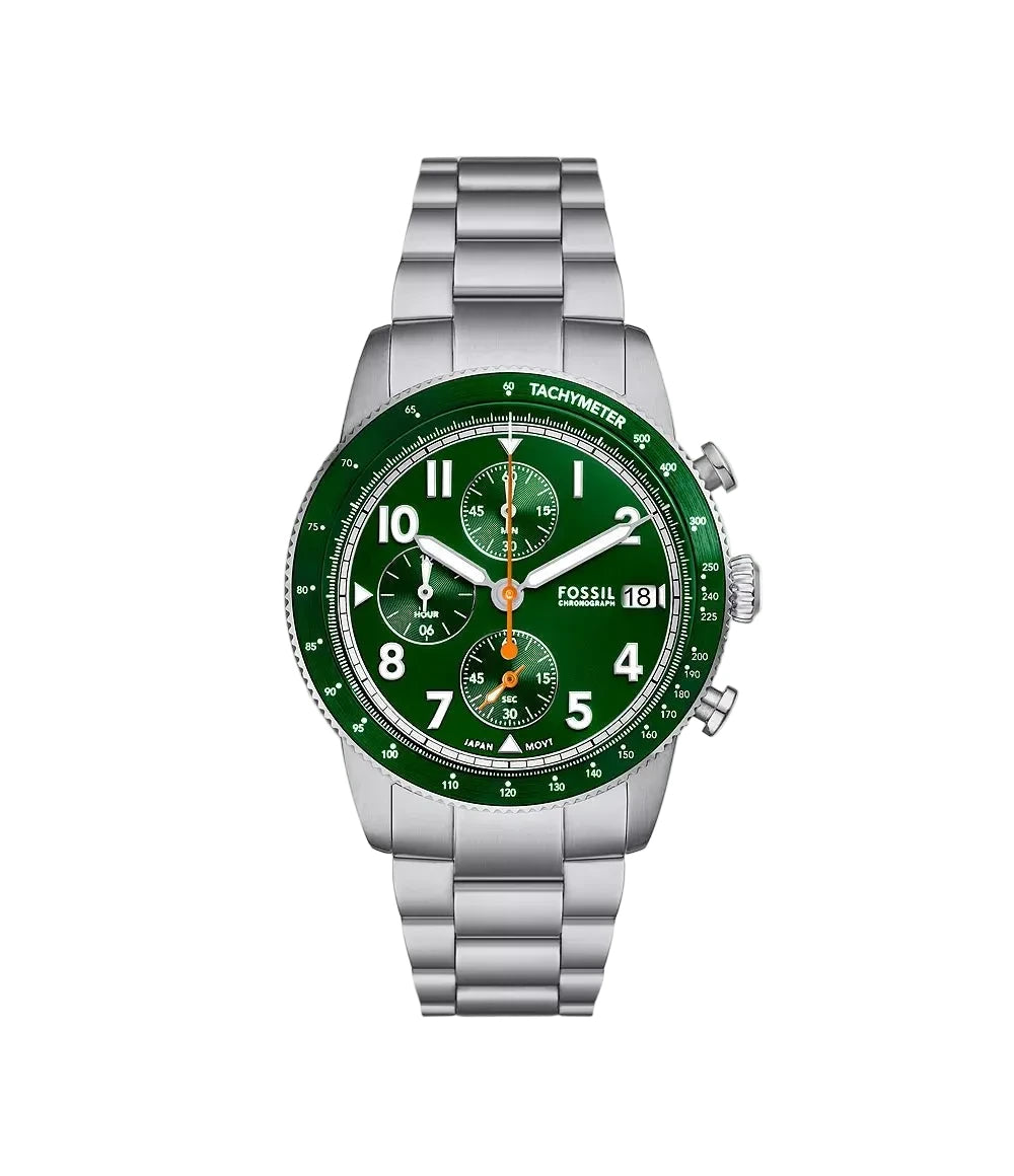 Montre FOSSIL Sport Tourer chronographe acier vert - Fossil - Bijouterie TAMARA