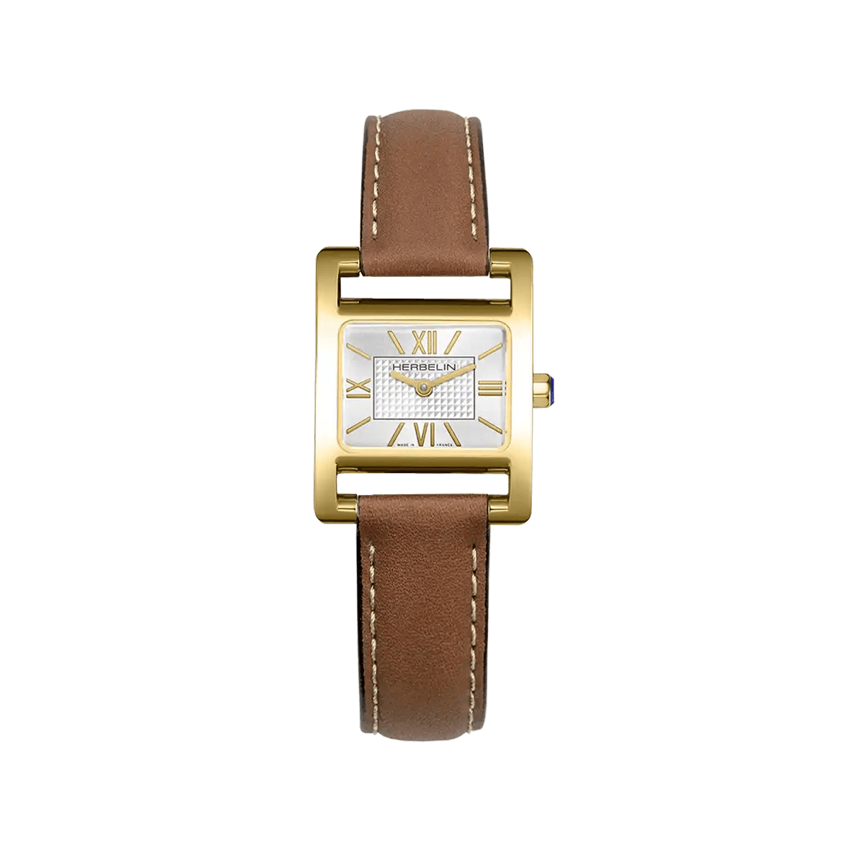 Montre HERBELIN Ve Avenue Dorée cuir marron - Herbelin - Bijouterie TAMARA