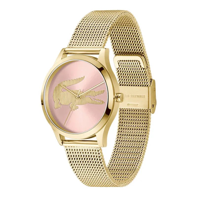 Montre LACOSTE Crocodelle Dorée cadran rose - Lacoste - Bijouterie TAMARA