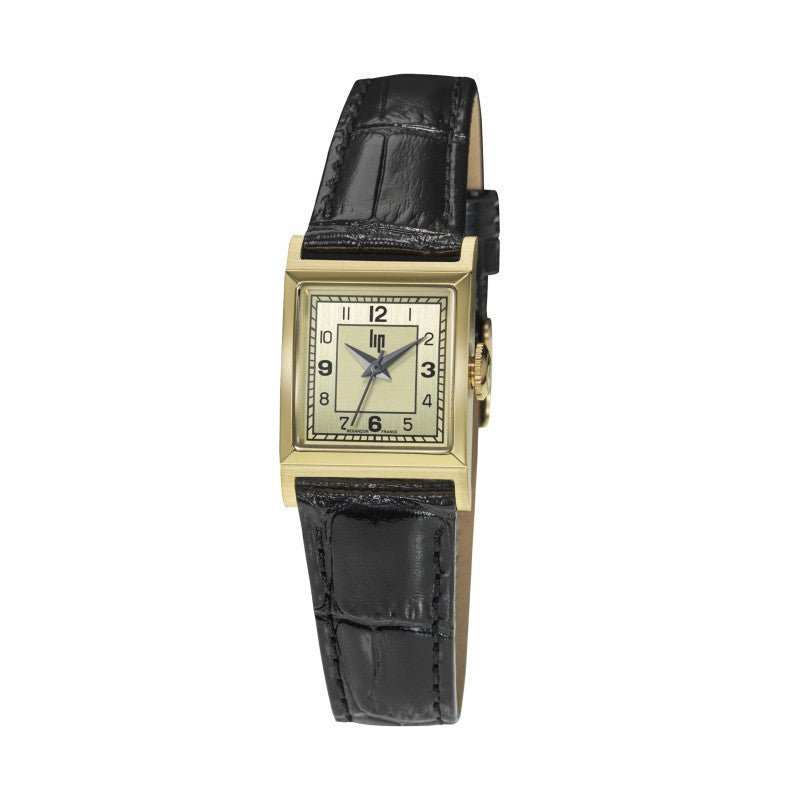 Montre LIP Churchill C18 Dorée Cuir Noir - LIP - Bijouterie TAMARA