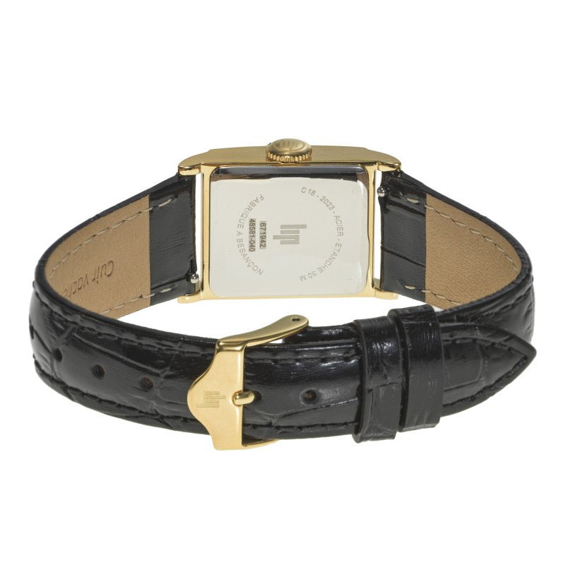 Montre LIP Churchill C18 Dorée Cuir Noir - LIP - Bijouterie TAMARA